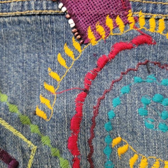 Chico's Women's Denim Vest Sz 0 (Small) Colorful Beaded Embroidered Art to Wear - Picture 15 of 15